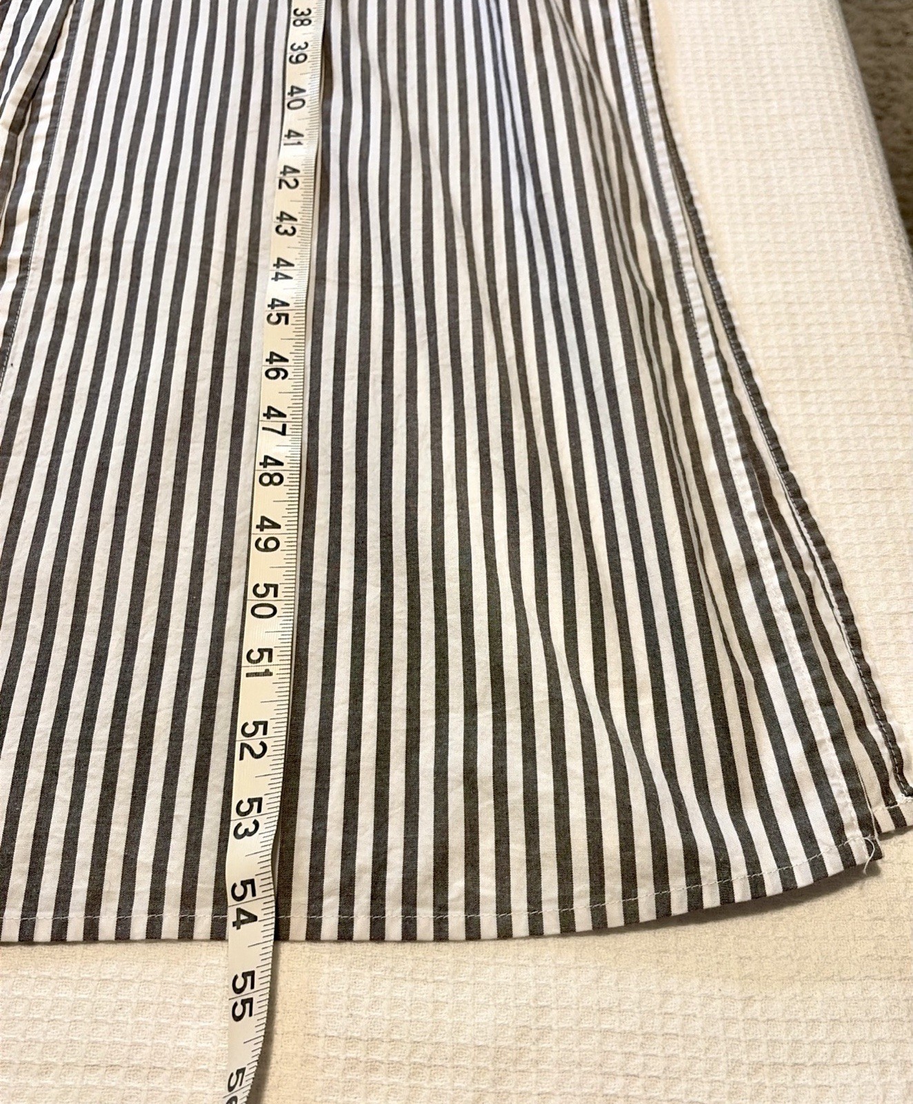 LOFT Petite Large Gray White Stripe Maxi Shirt Dress Button Front Cotton Stretch