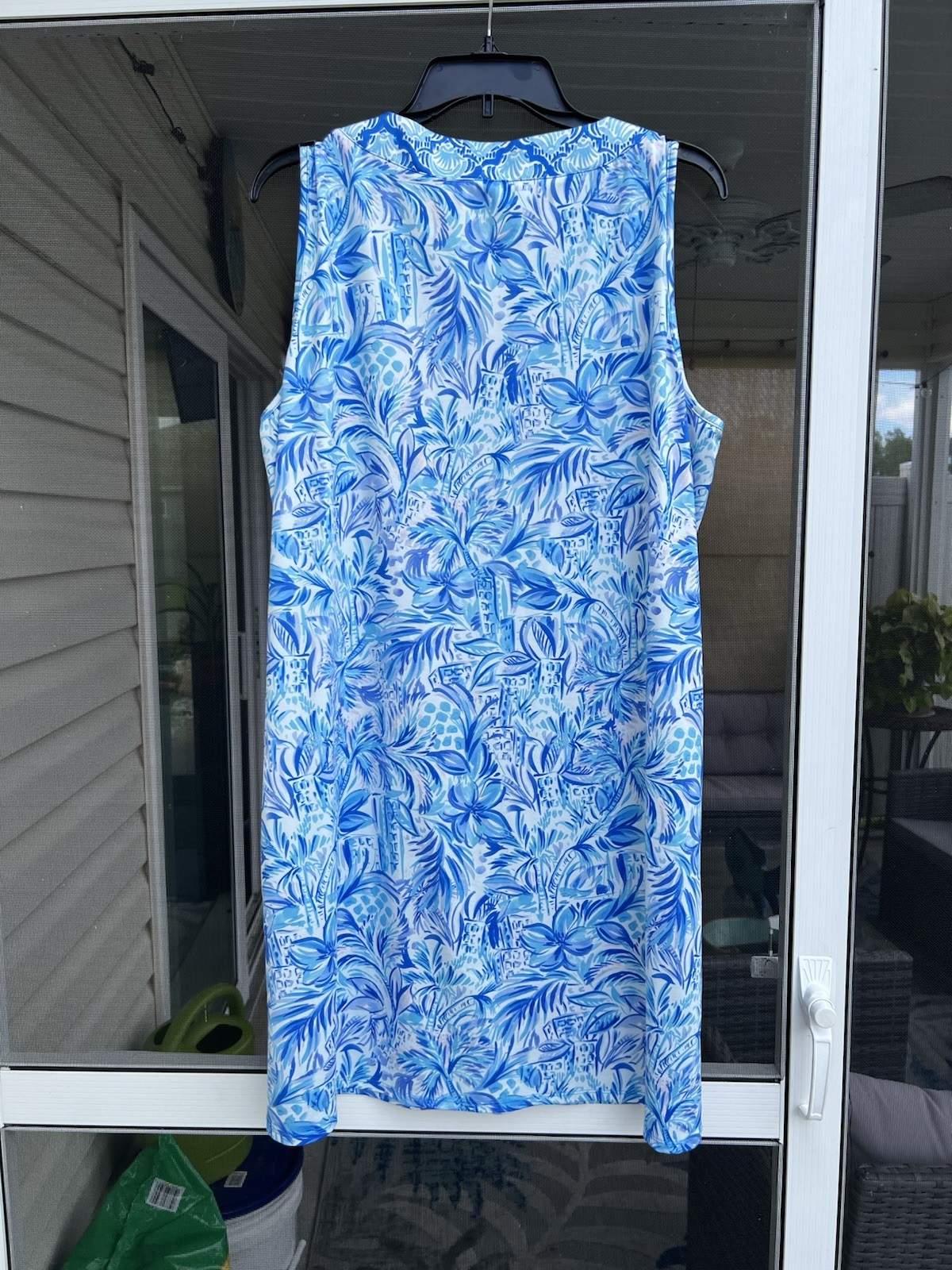 Stella Parker Dress Womens Medium Blue Floral Pockets Sleeveless Boho Coastal XL