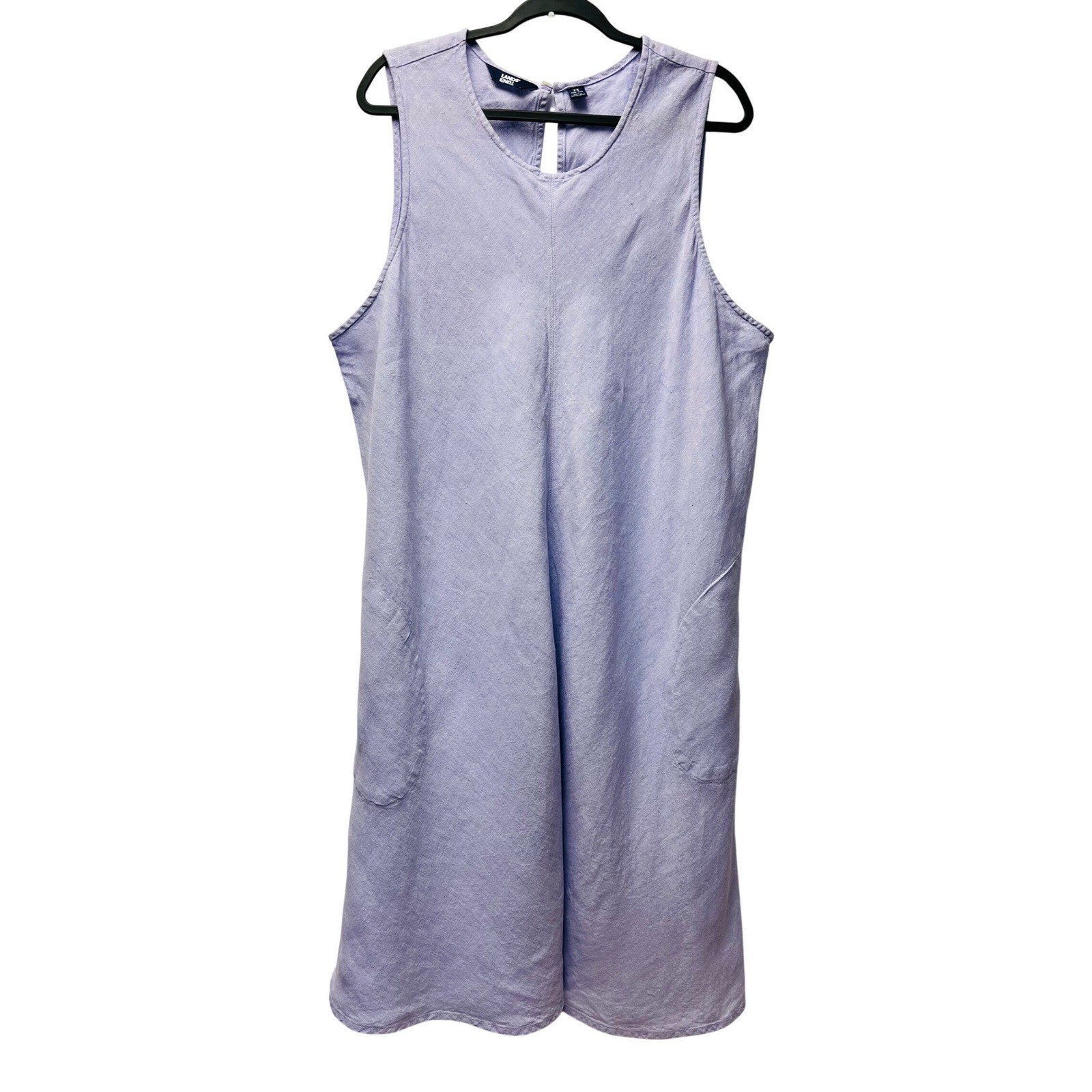 Lands’ End 2X Linen Shift Dress Lavender Purple Lagenlook Minimalist Fisherman