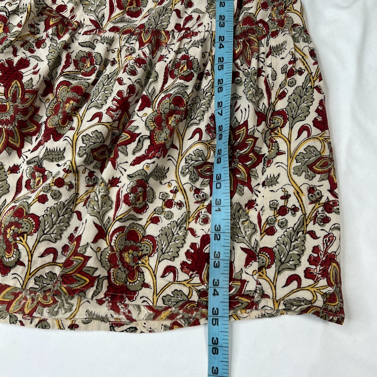 Fitzroy & Willa Floral Block Print Mini Dress Ivory Red Multicolor Floral XS