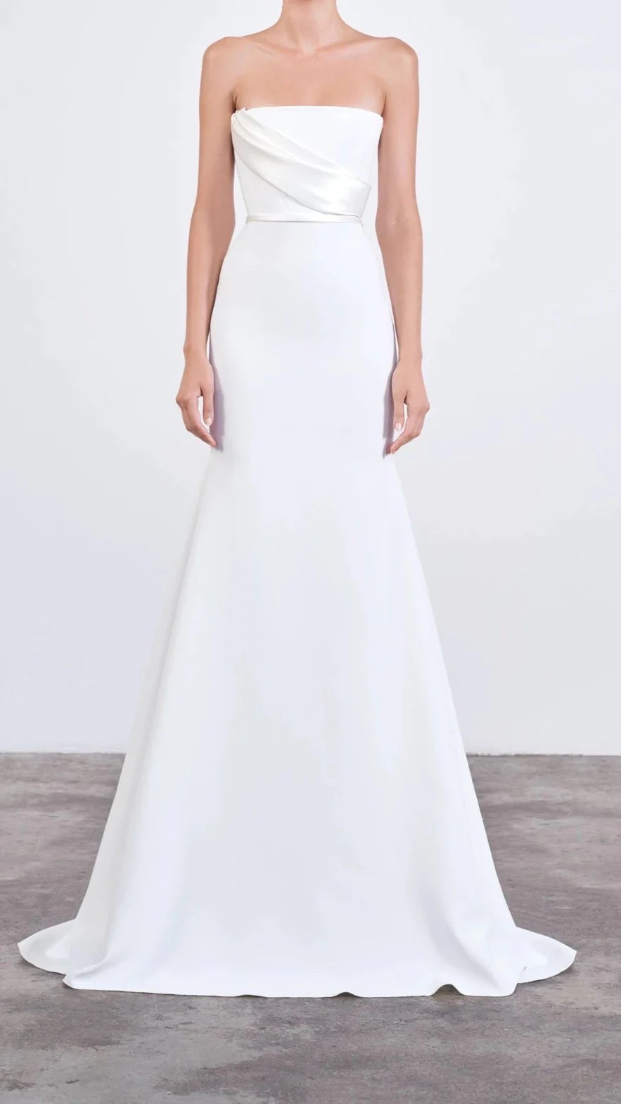 Alex Perry Elyse White Strapless Corset Draped Wedding Gown Dress 8 US 4 $6500