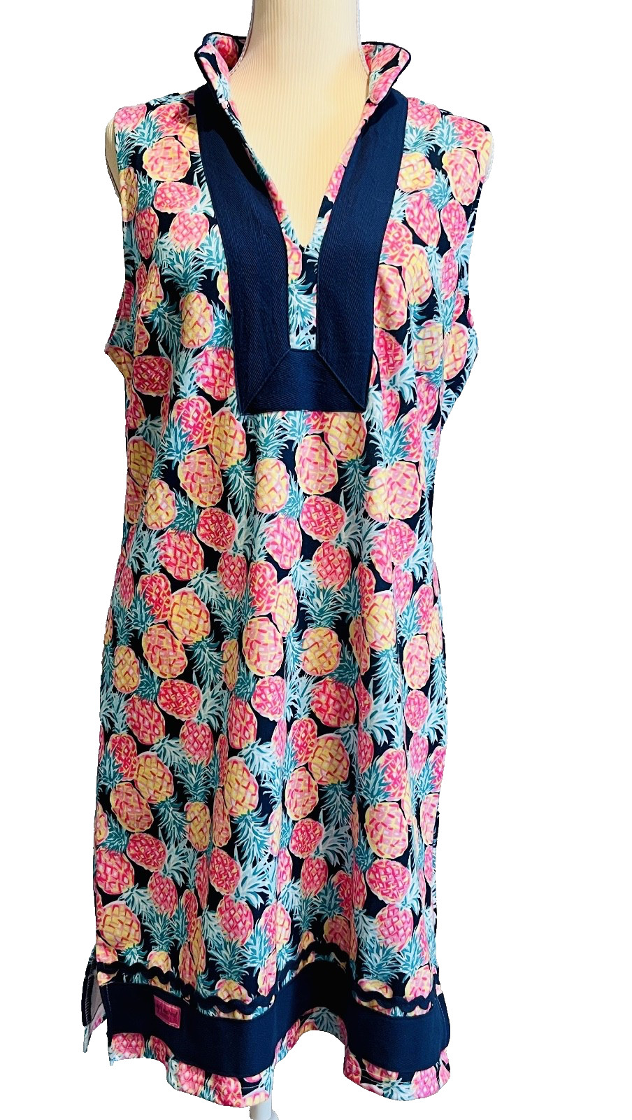 SIMPLY SOUTHERN Sleeveless Tunic Dress Pineapple Pattern Women’s Sz M