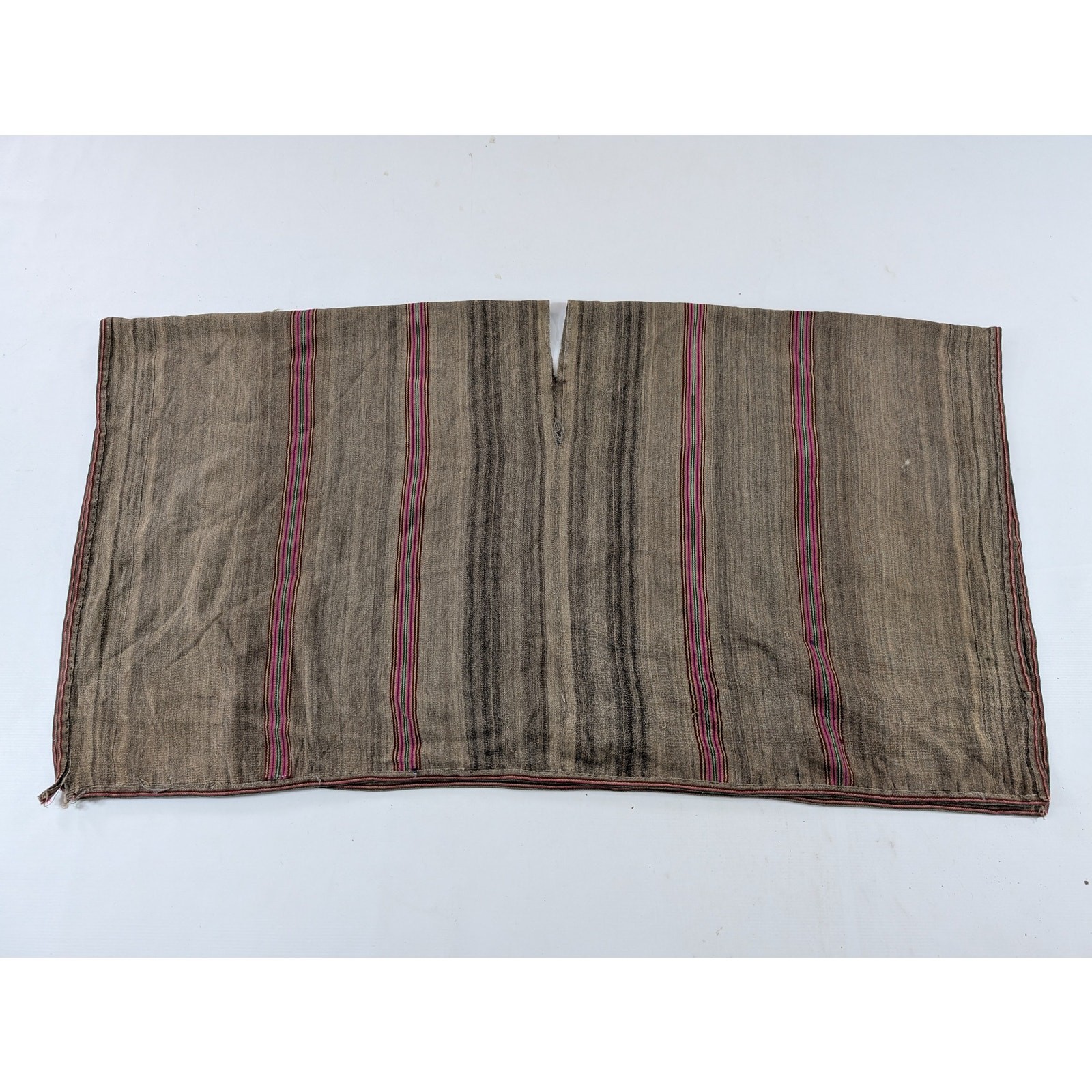 Vintage Peruvian Andean Handwoven Wool Tribal Poncho 49x26in