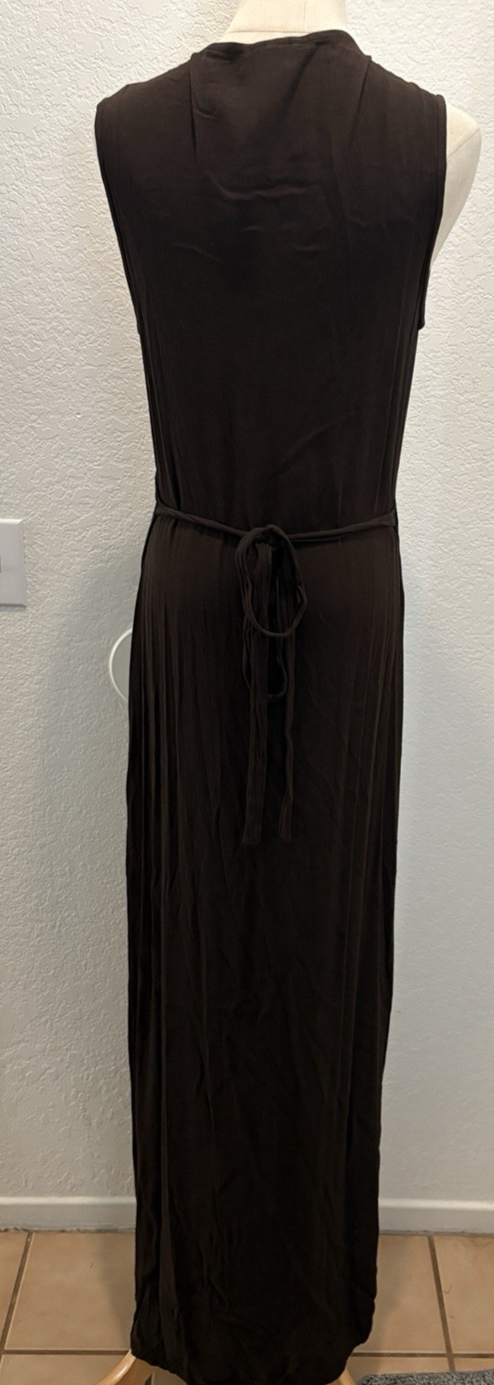 NEW Ghost Midi Wrap Dress Size Medium Brown Sleeveless Boho Lagenlook Layering
