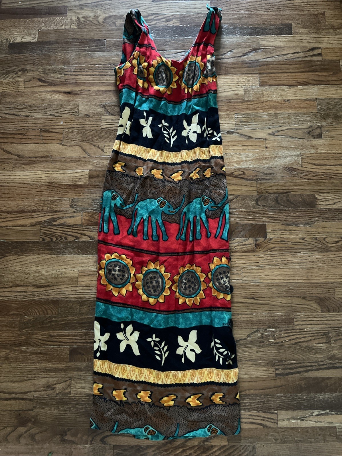 VTG WYN DRESS WOMEN SZ 2P MULTI-COLOR LADY FLORAL PRINT HIP HOP MAXI