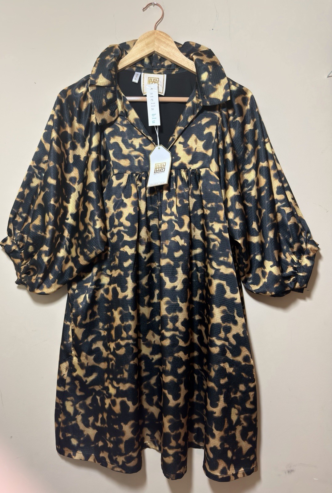 Emily mcCarthy Stella dress tortoise Shell Size Small NWT