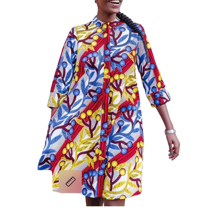Zuri Ambrosia African Wax Print Dress Sz M Jacket Tunic Colorful Bold Maximalist
