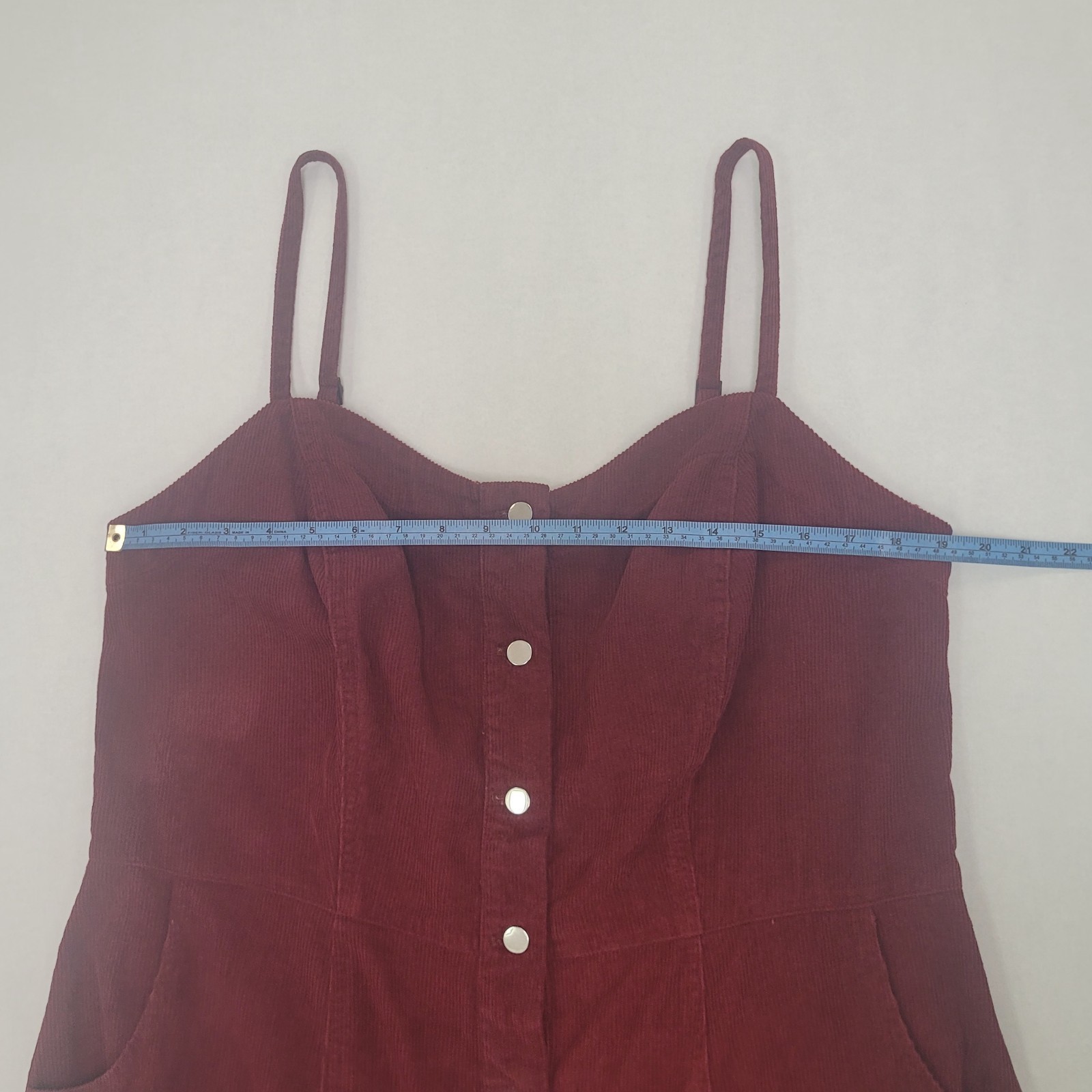 CCX Women’s “Sweet” Strap Button Front Corduroy Dress Color Beet Red Size 16
