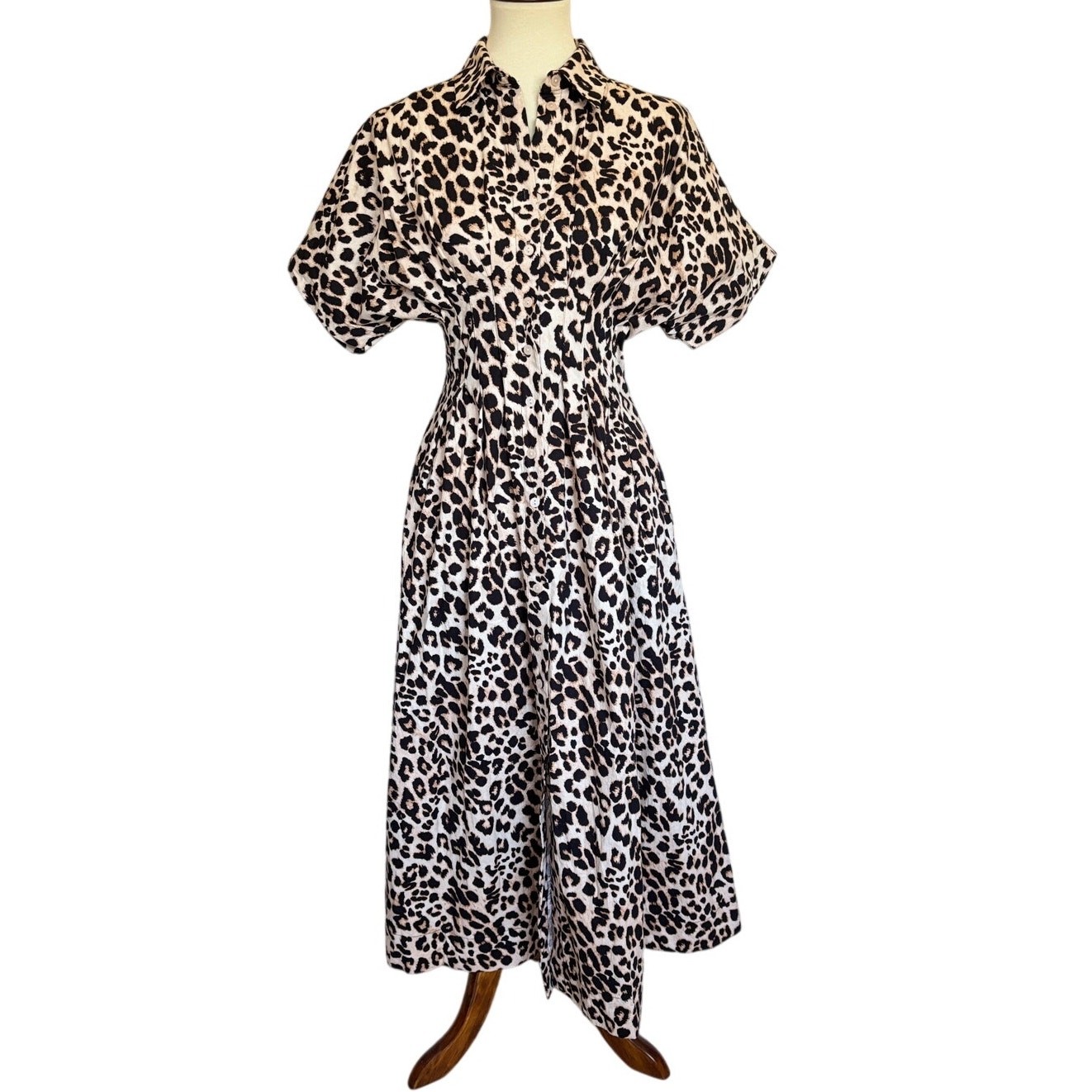 Exquise The Tobie Shirt Midi Dress Leopard Print Size Small G2U