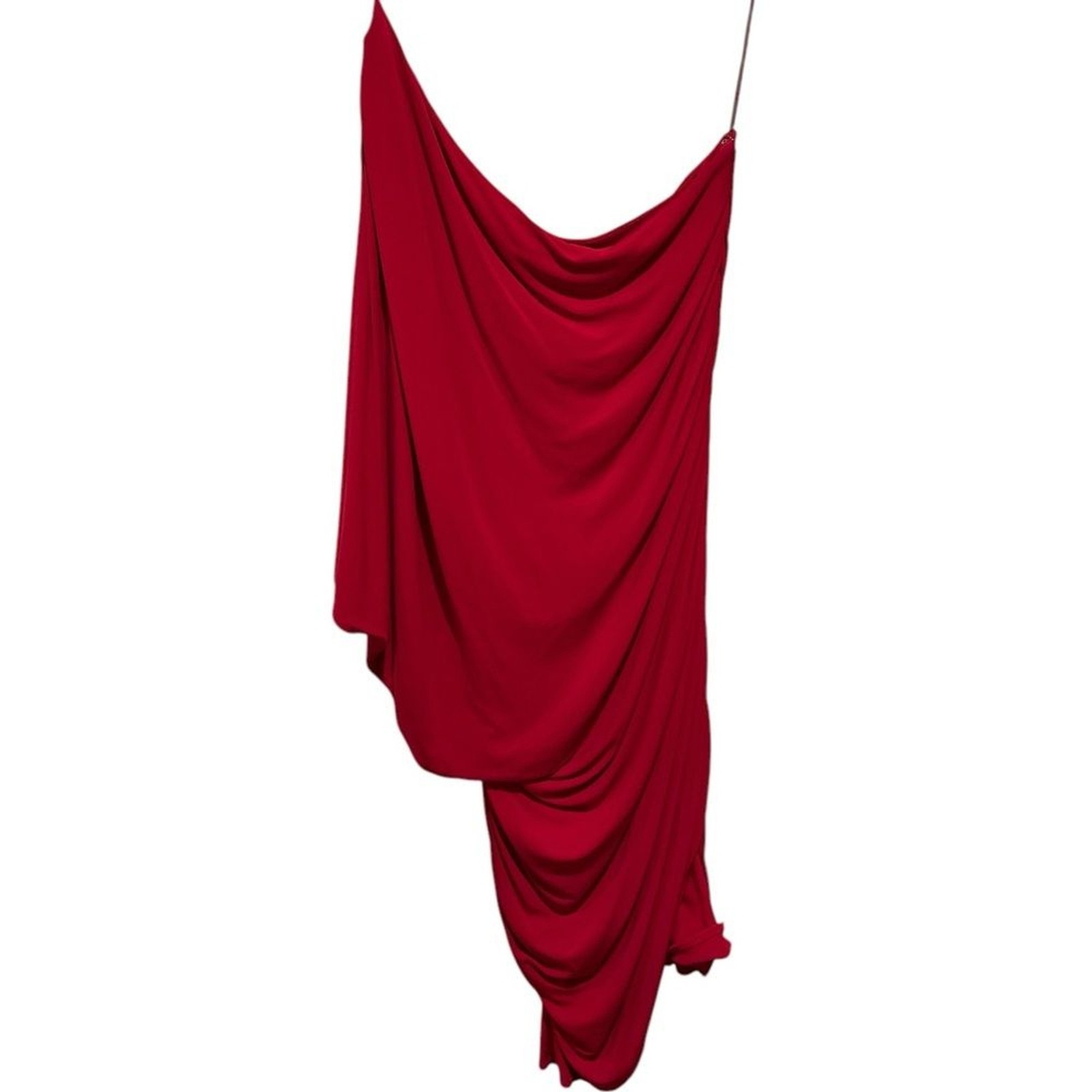 HAUTE HIPPIE ONE SHOULDER RED RUCHED TOMATO GIRL COCKTAIL DRESS L