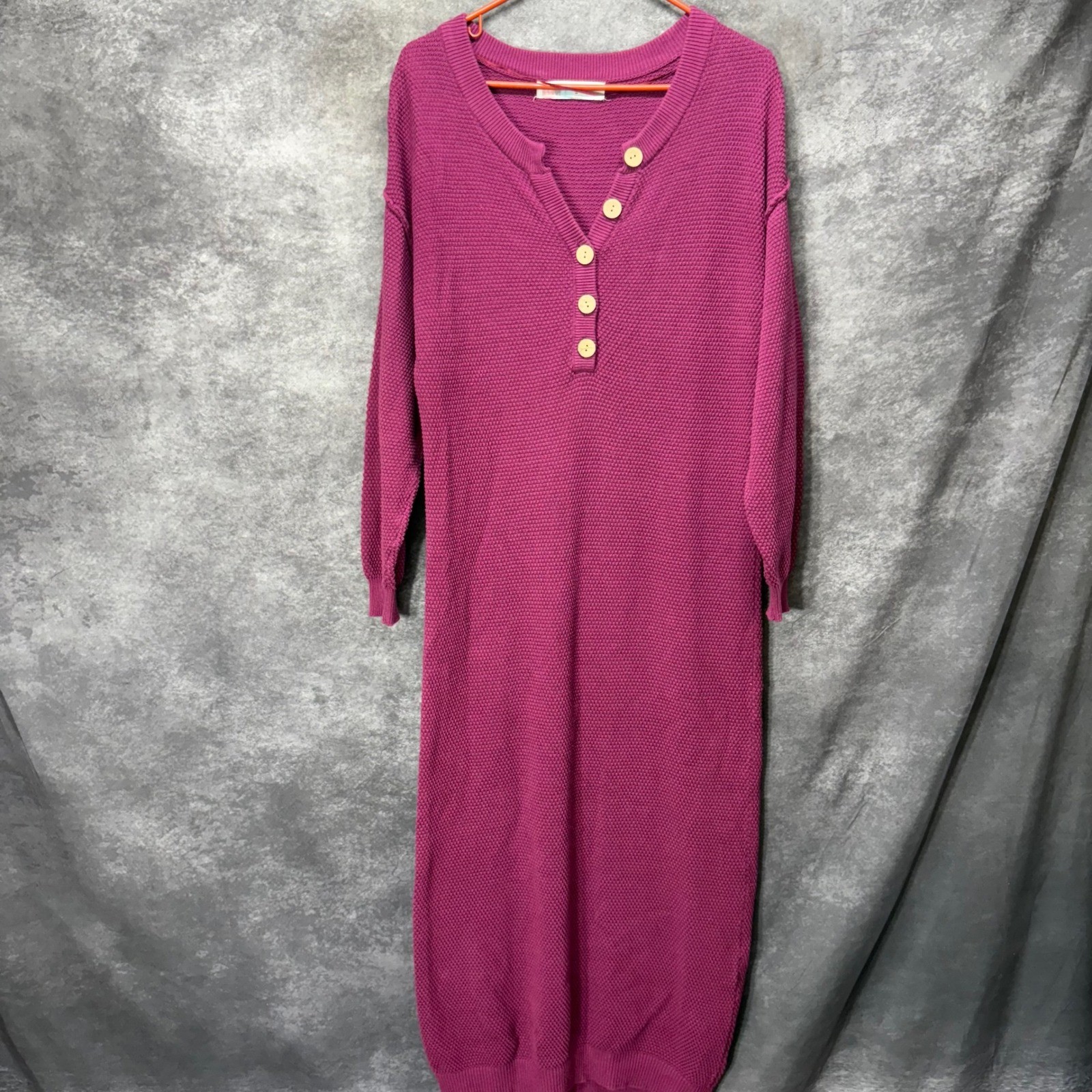 FP Beach Free People Hailee Free-Est Sweater Maxi Dress Size XS Magenta Textured