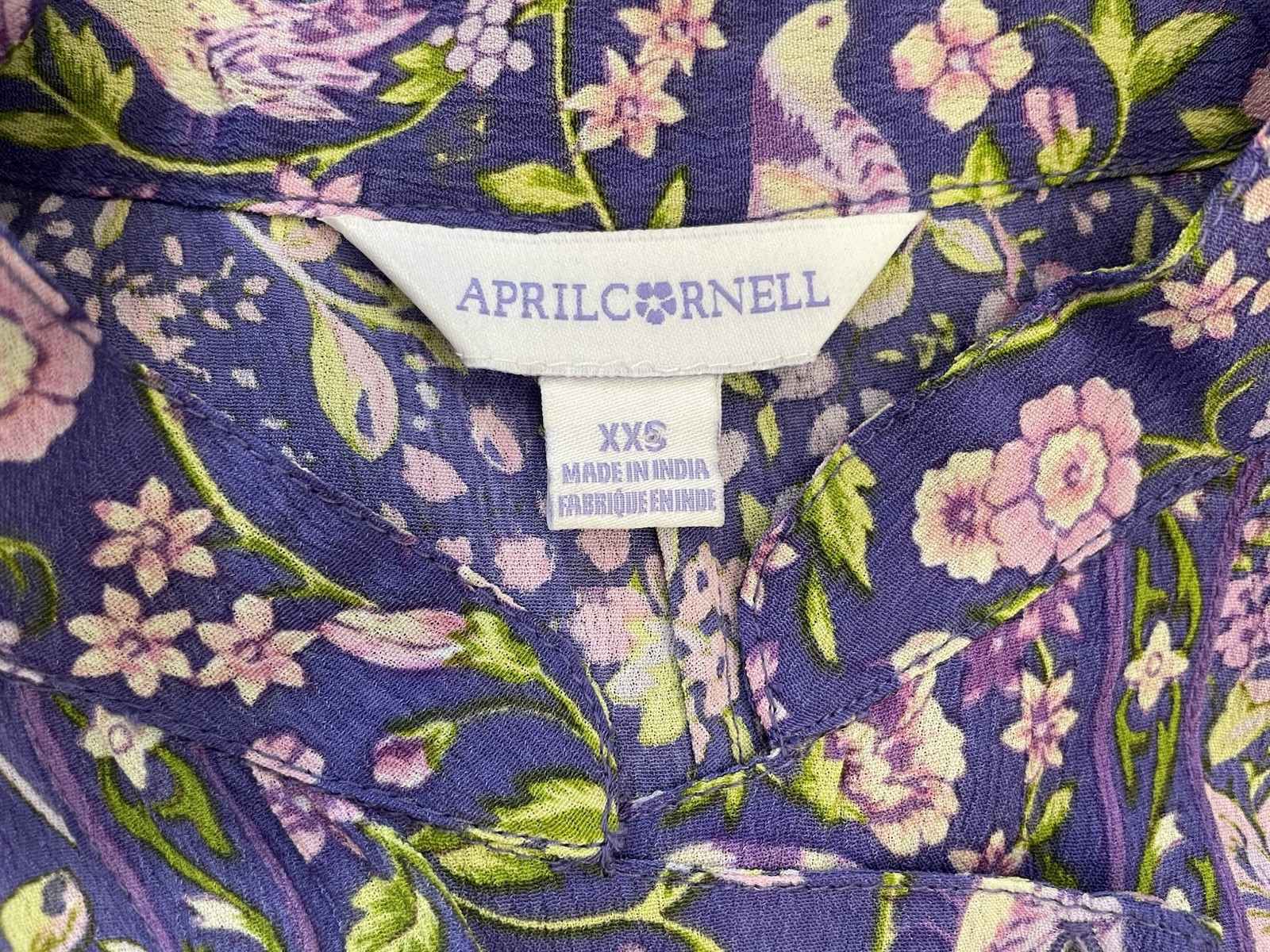 April Cornell Lilac Multicolor Sleeveless Button Up Cottagecore Rayon Dress~XXS