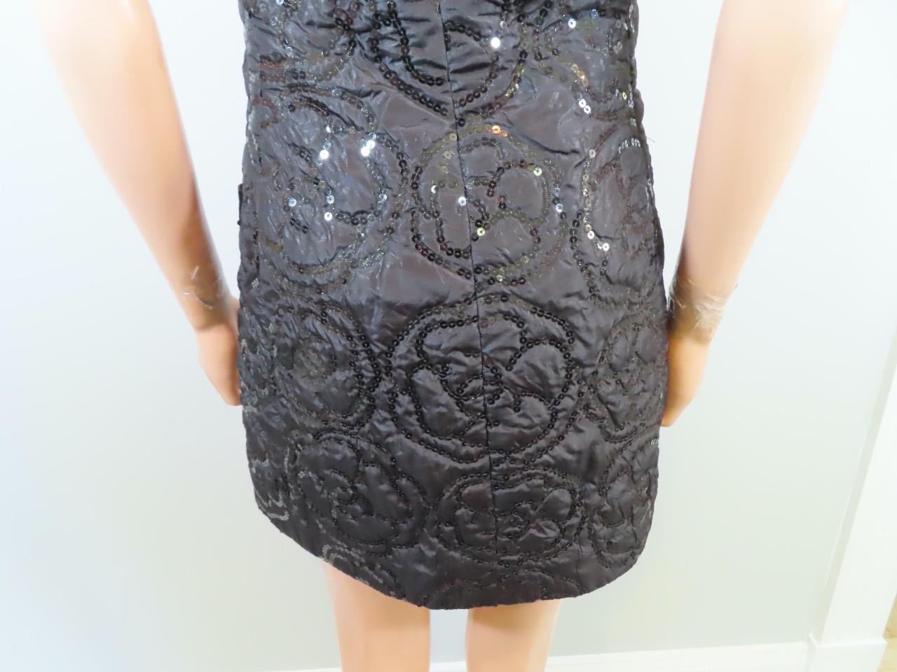 CHANEL Black Quilted Camellia Embroidered Sequin Dress F 36/US 4-altered