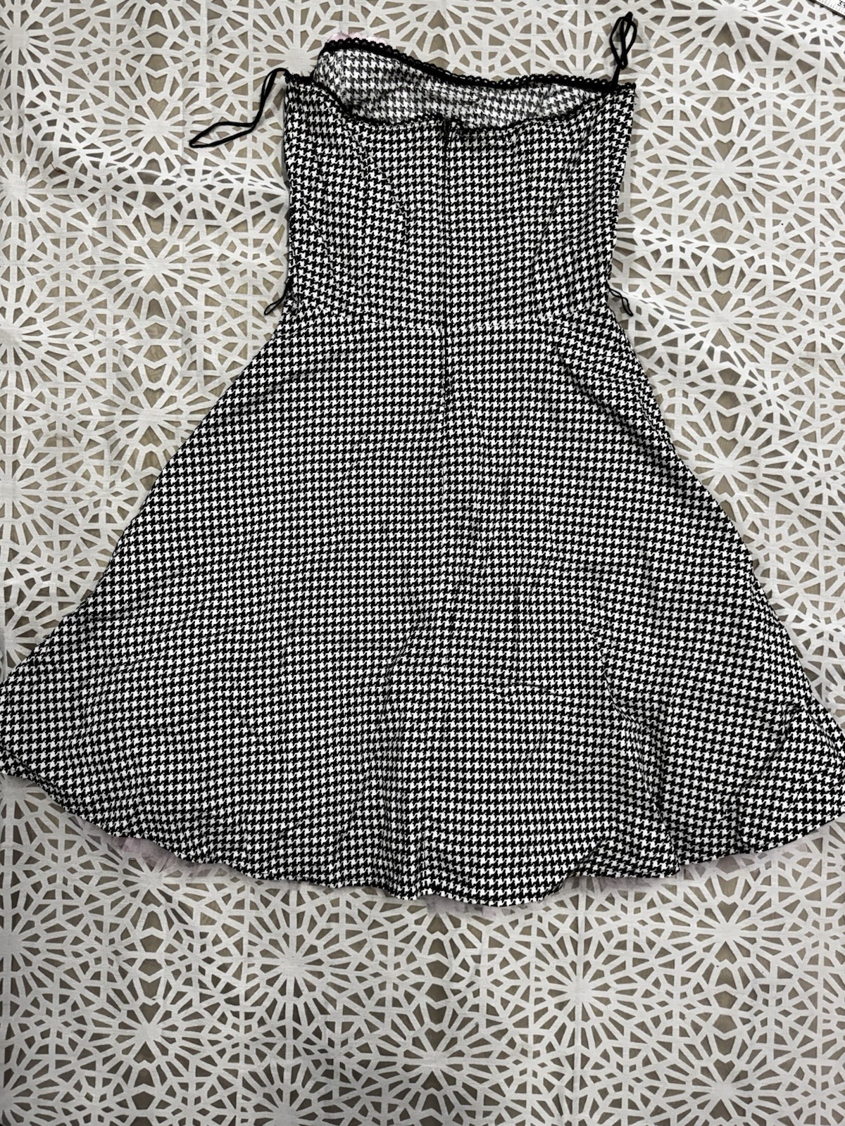 Houndstooth Goth, Dance, Punk Pink Tulle Lace Mini Dress Sz 9