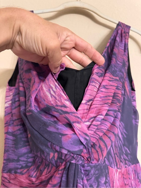 Presley Skye Purple 100% Silk Front Knot Style Sleeveless Tulip Dress, PM EUC