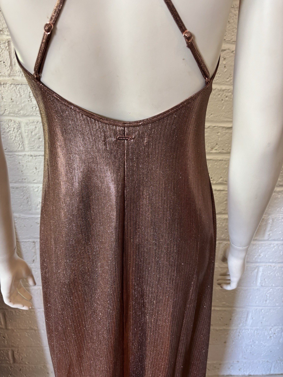 Savage X Fenty Bronze CHAIN REACTION MAXI SLIP Dress Sz M $109 Chainmail Look