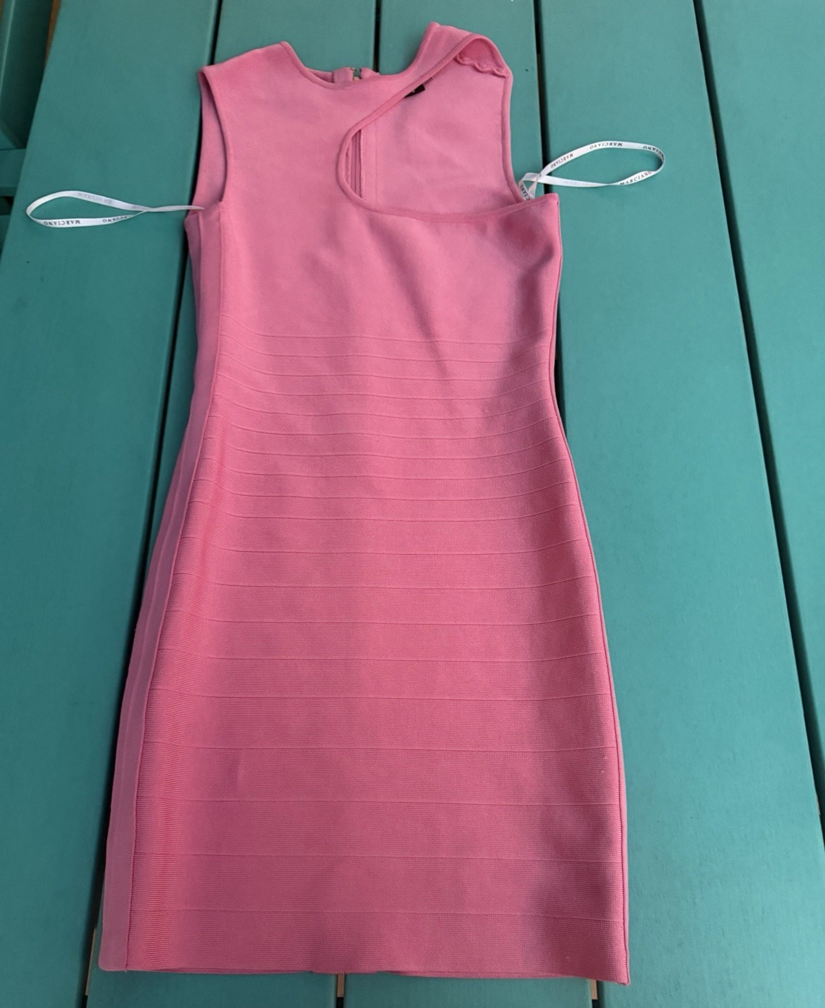 Marciano Guess Pink Bodycon Knit Rayon Dress Sleeveless Round Neck Zip Size S