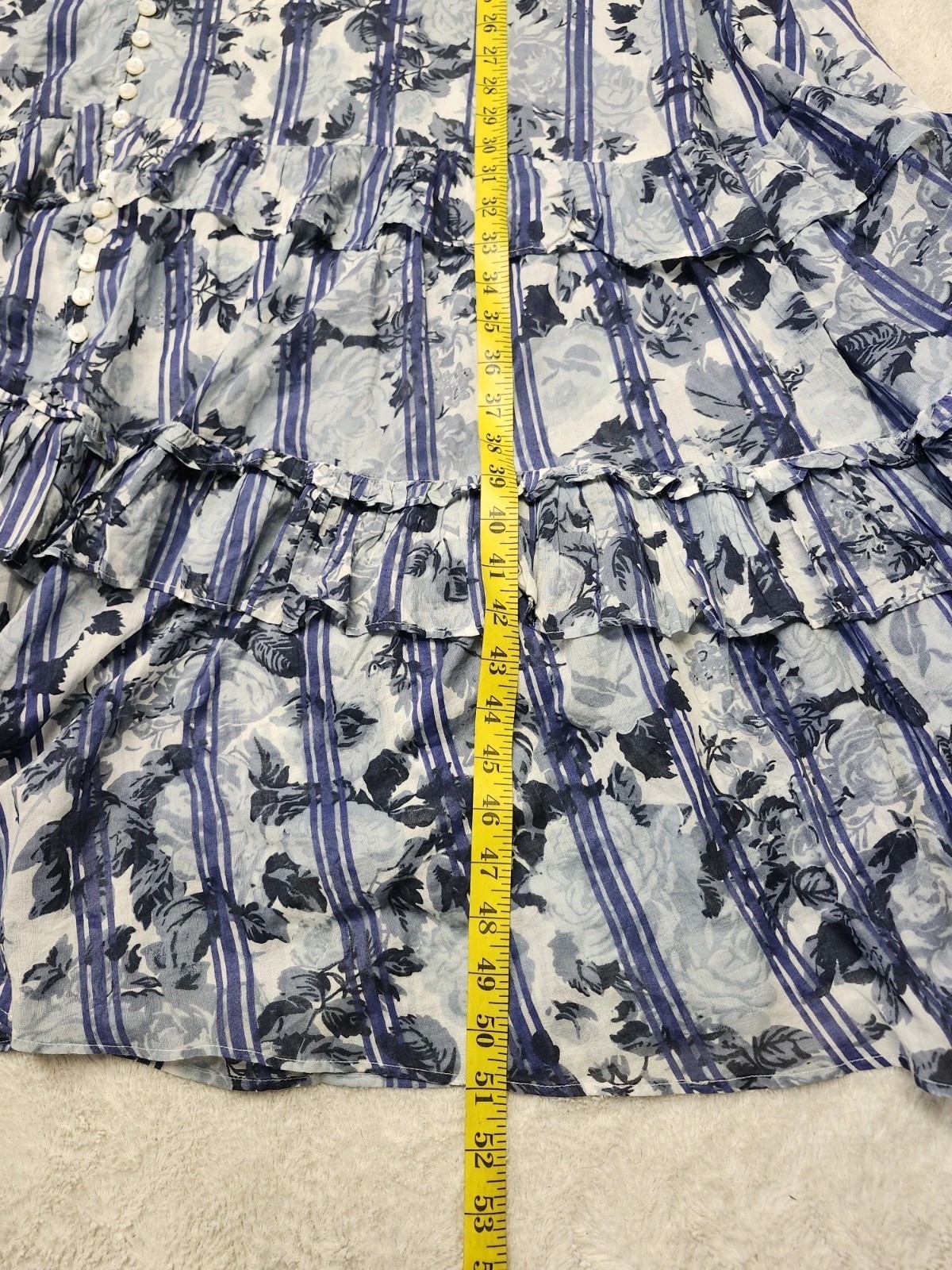 • Free People Dainty Ruffle Cottage Garden Wonders Maxi Dress Blue Combo Large