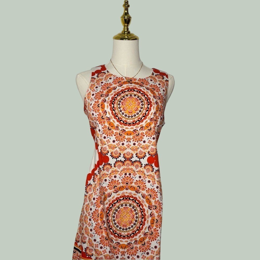 london times midi formal dress orange & white bohemian chic elegant glam classy