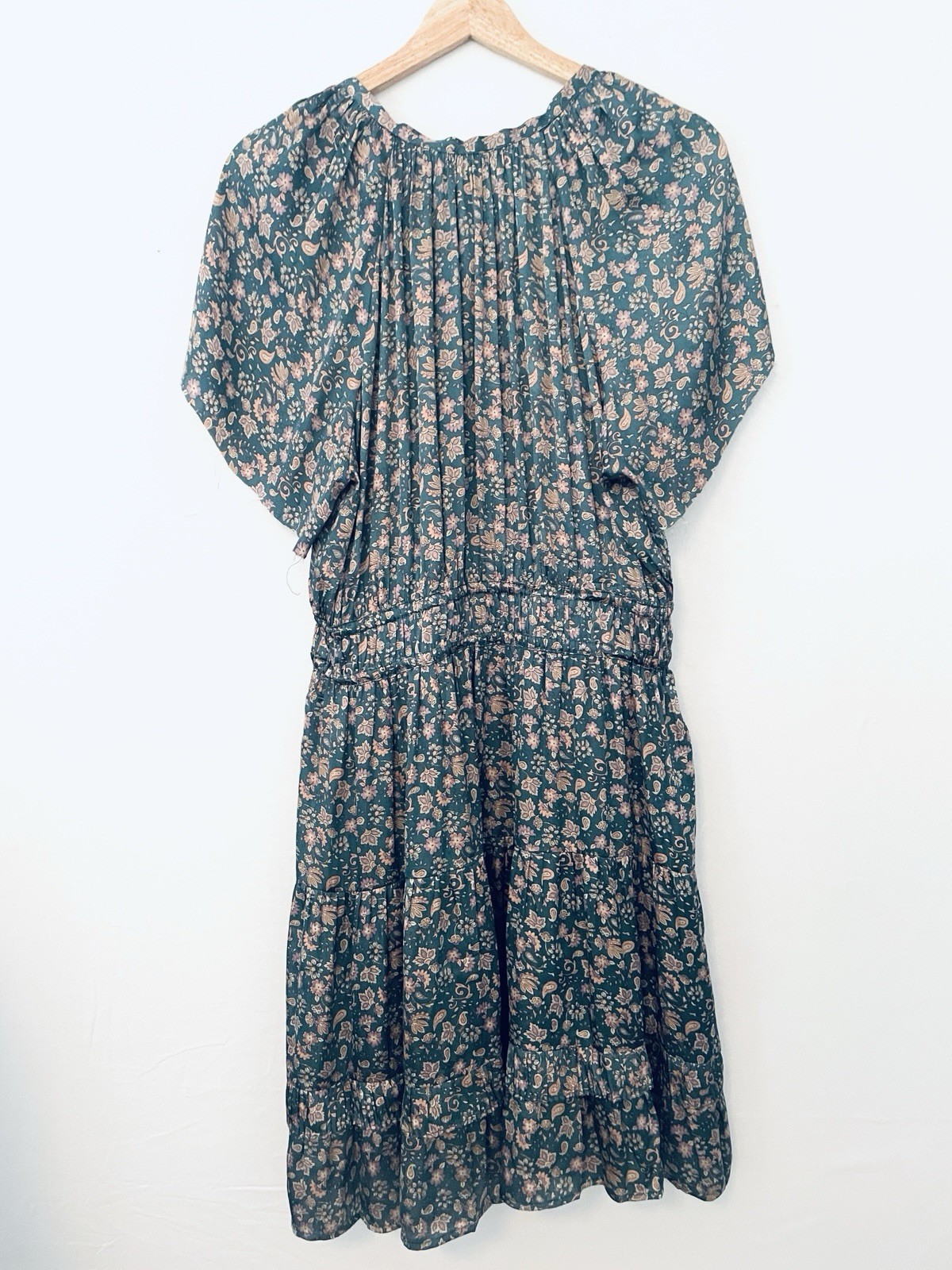 NWOT CURRENT AIR BLUE FLORAL PRINT MIDI DRESS -SIZE: L