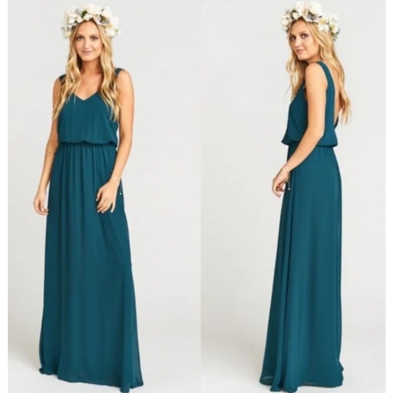 Show Me Your Mumu Kendall Chiffon Maxi Dress Medium, Deep Jade Dark Green Formal