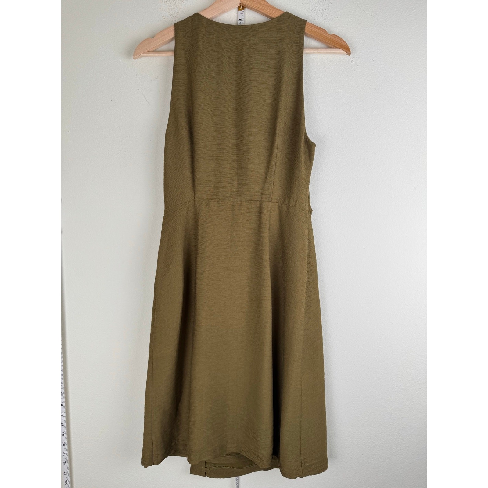 Joie Viara Olive Green Faux Wrap V Neck Sleeveless Dress 4