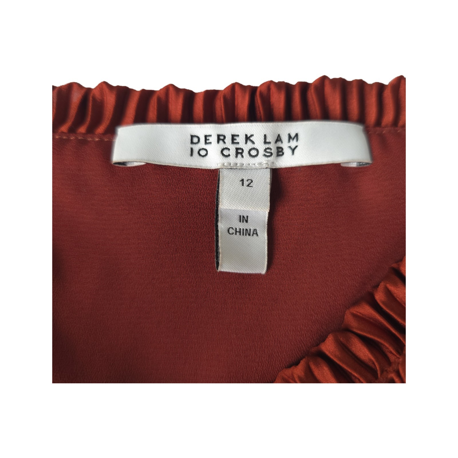 Derek Lam 10 Crosby Mini Pleated Tiered Midi Dress Size 12 Terracotta Orange