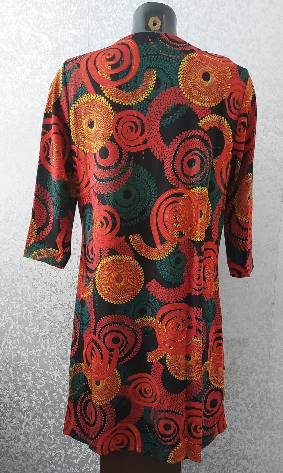Izabel London Circular Patterns Print 3/4 Sleeve Short Shift Dress UK12 EU40 NEW