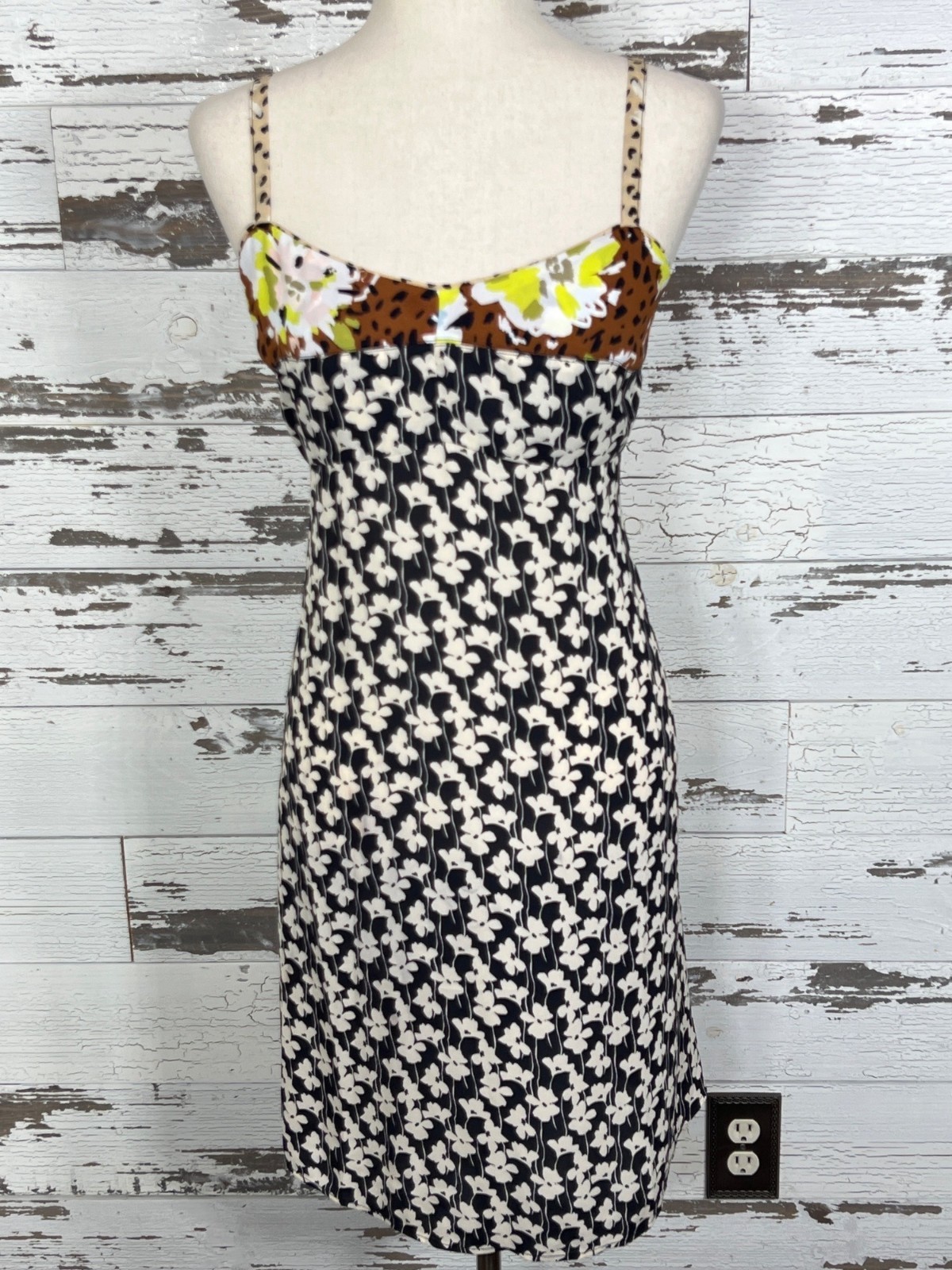 CABI Patchwork Sleeveless Dress Multicolor Sz L #6642 NWOT