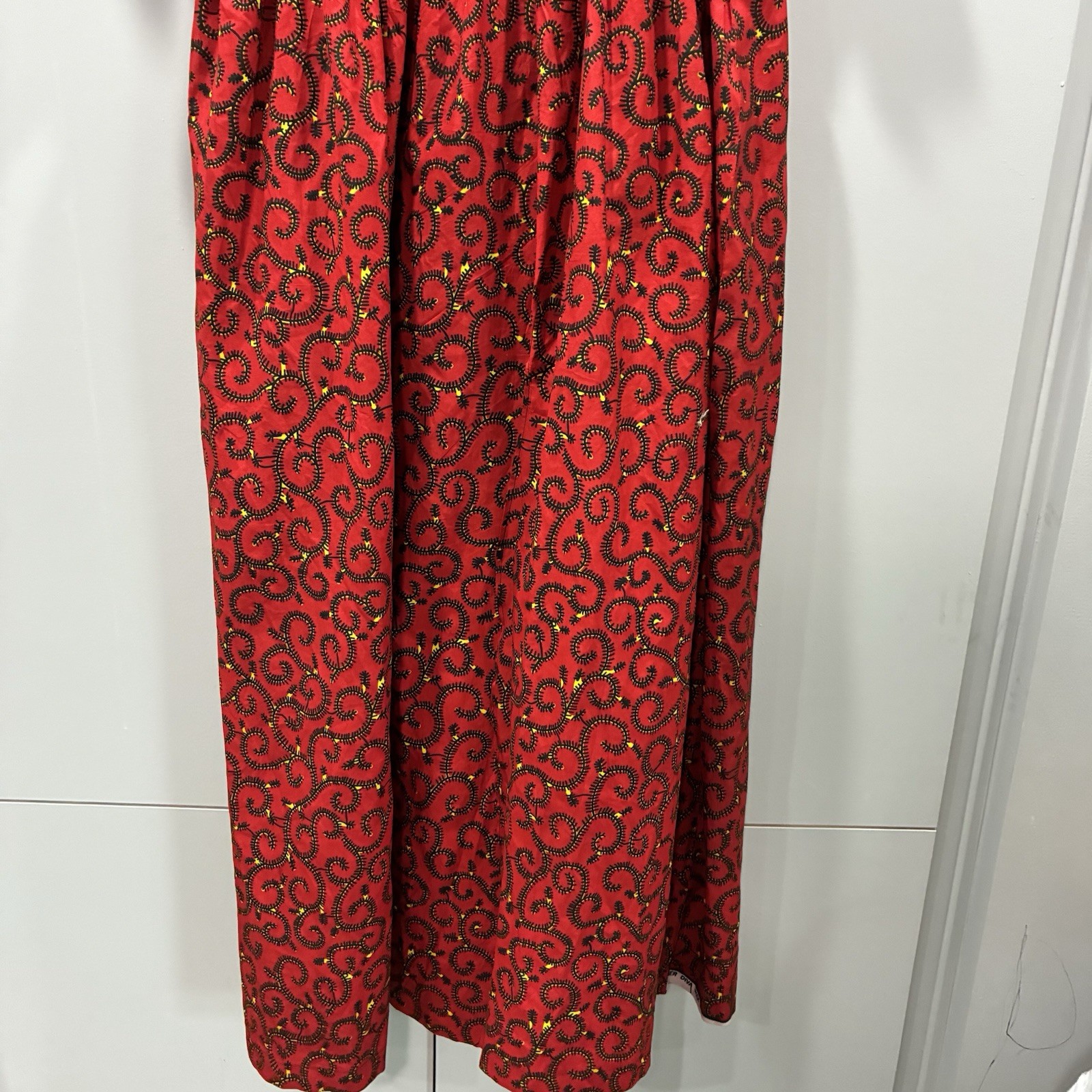 Handmade Ankara African Wax Print Formal Ocassion Dress Red Flutter Sleeve XL