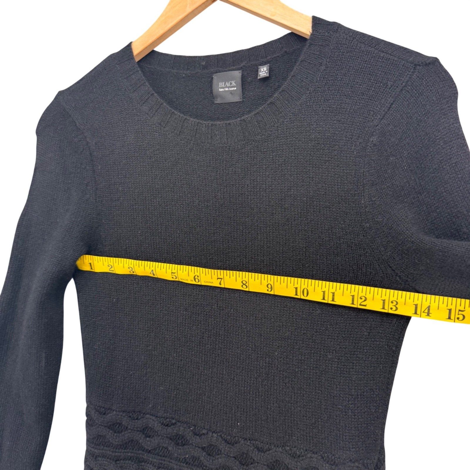 Black Saks Fifth Avenue Cashmere Sweater Dress Black Long Sleeve Knit Size XS