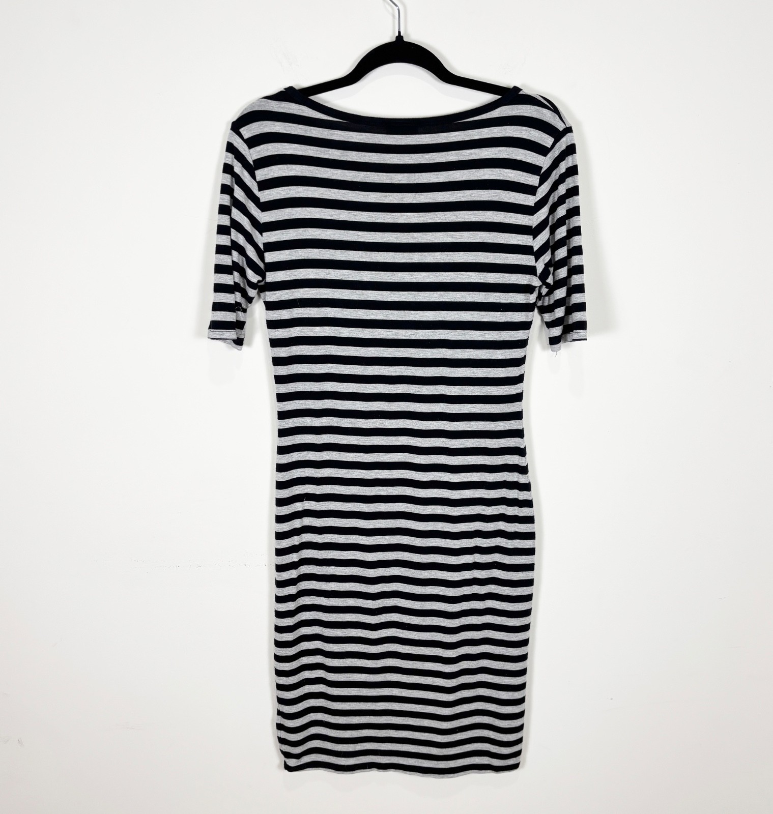 LuLaRoe Julia Form Fitting Knee Length Knit Women’s Dress Black and Gray Stripes