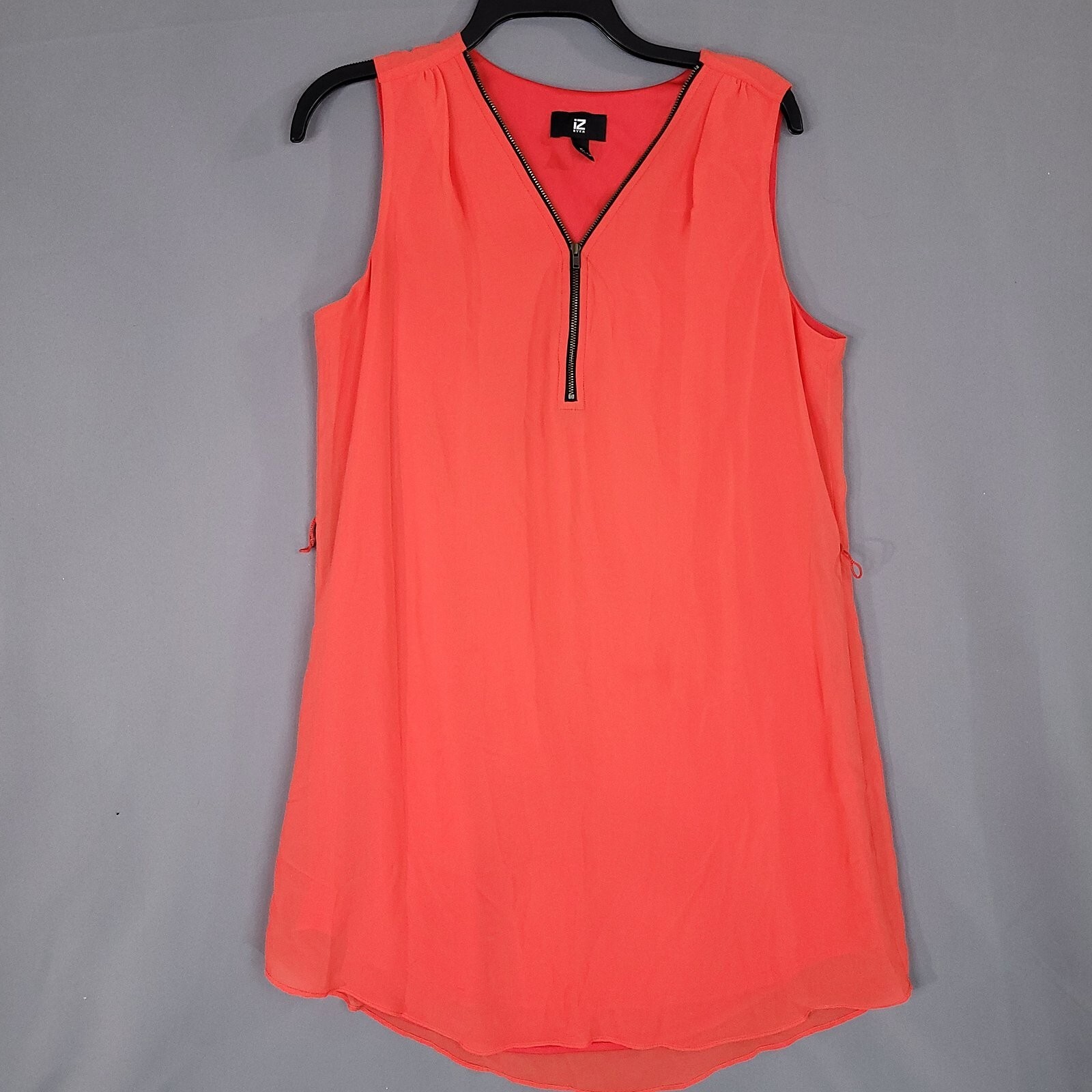 Iz Byer Women’s 1/4 Zip Dress Sheath Sleeveless Orange Size XL