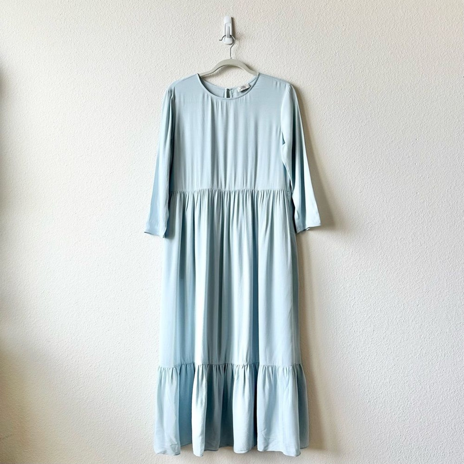 Aritzia Little Moon Heartstrings Tiered Midi Dress in Blue Size Small
