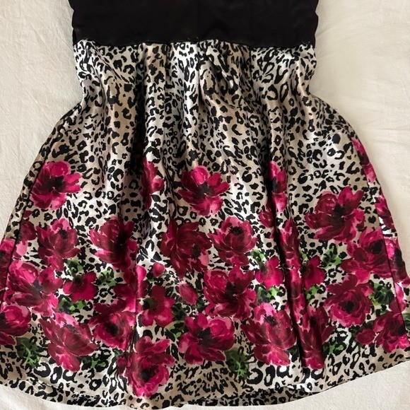 2000s Speechless strapless babydoll leopard print dress