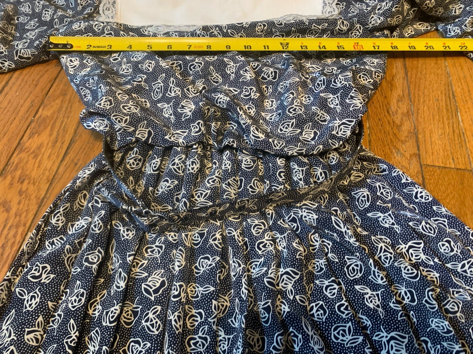 VTG 80s Breli II Lace Collar Cottage Core Prairie Dress Blue White Floral Sz 8