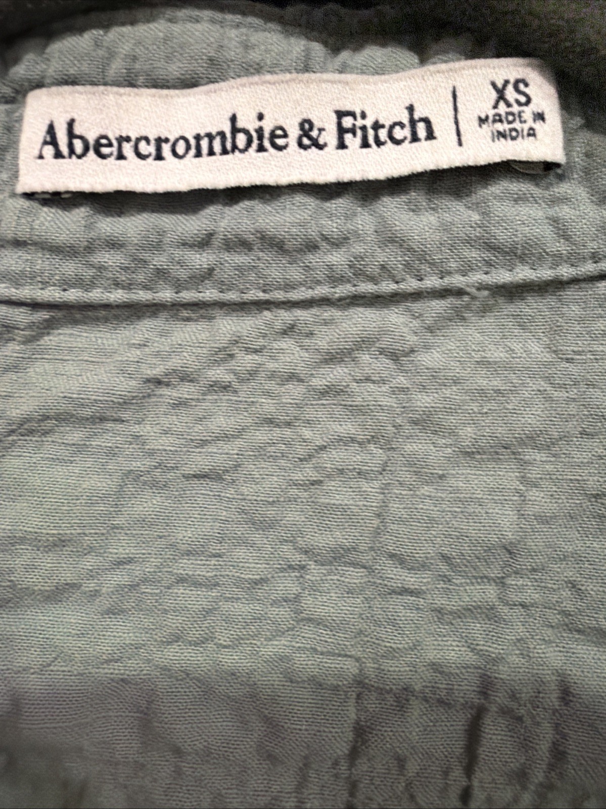Abercrombie & Fitch Textured Button-Through Shirt Dress Size XS Green Gauze