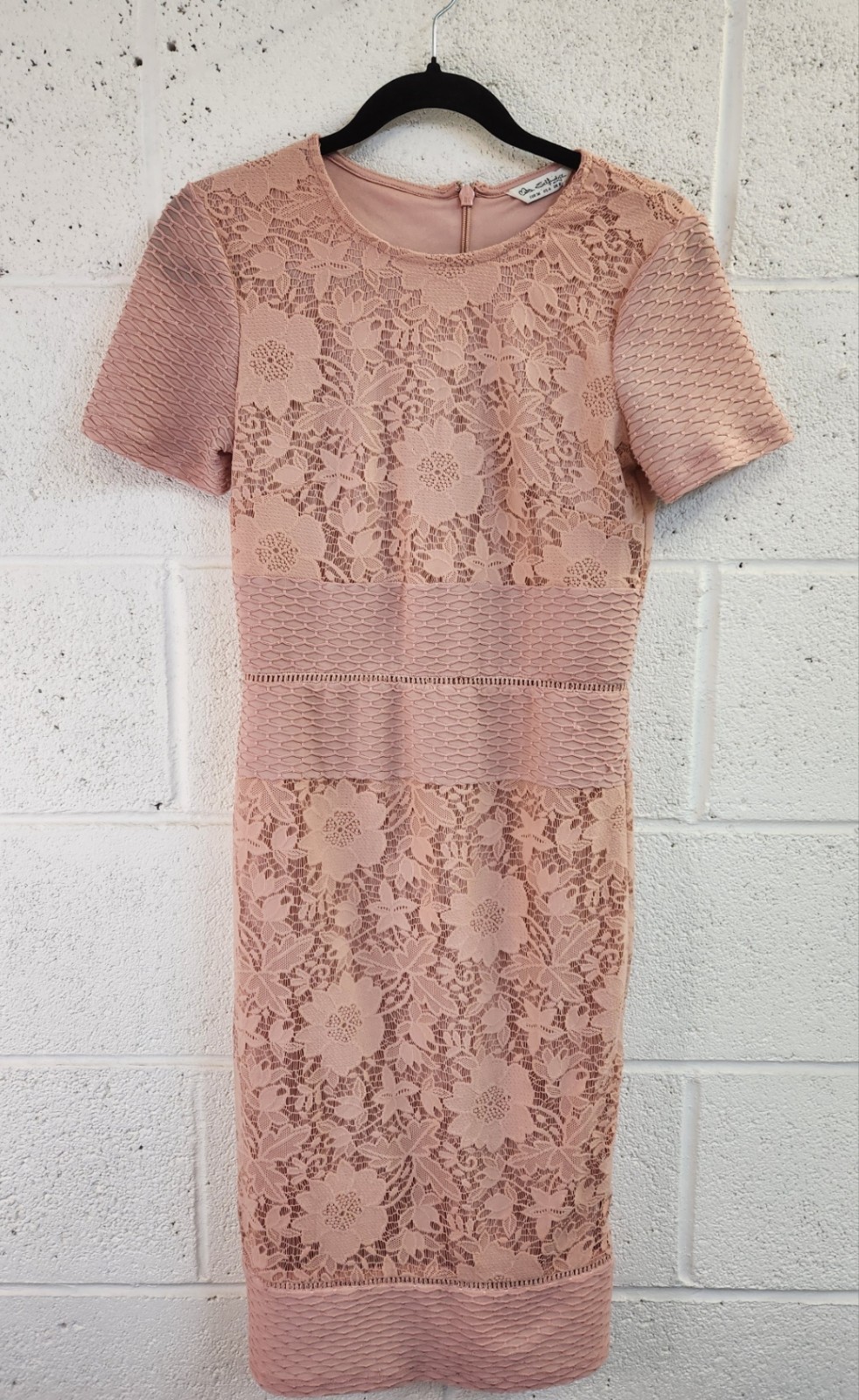 Miss Selfridge Womens Pink Lace Bodycon Midi Dress Size 8 Occasion Party