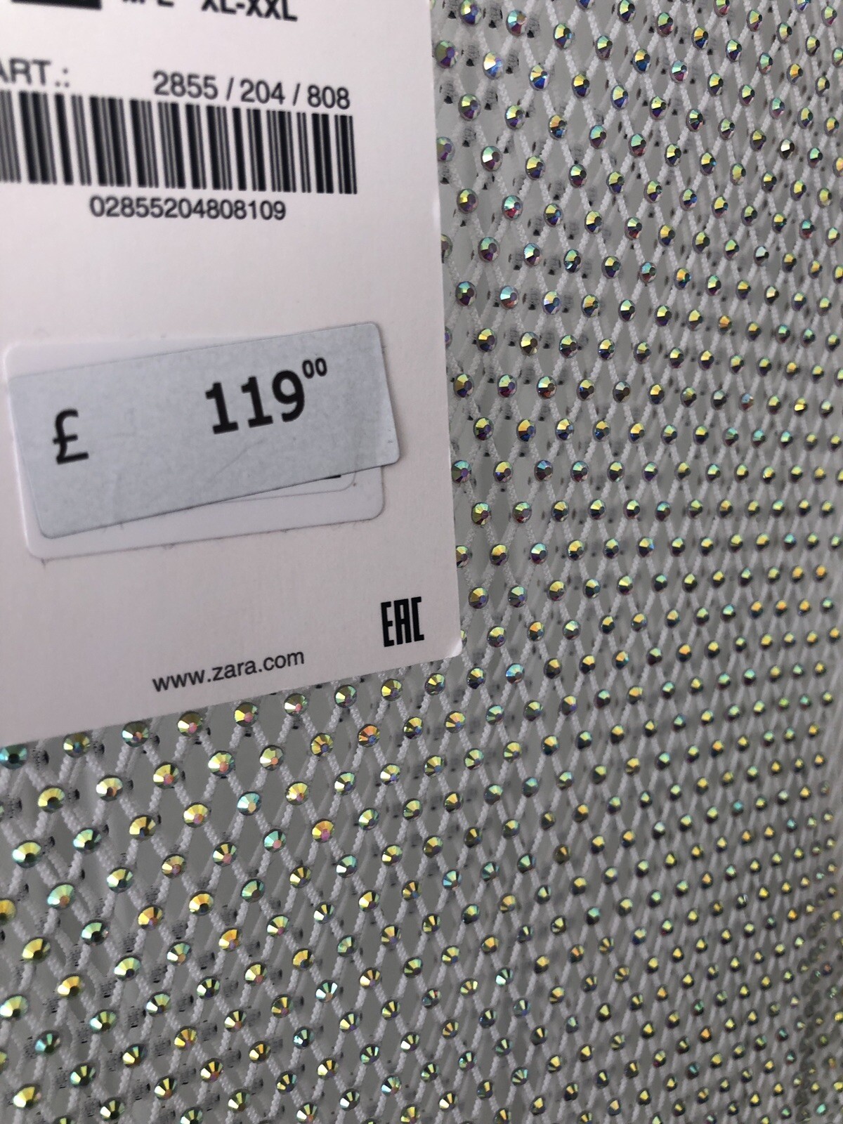 £120 ZARA SILVER RHINESTONE MESH midi maxi bodycon DRESS XS S 8 10 12 Cover Up