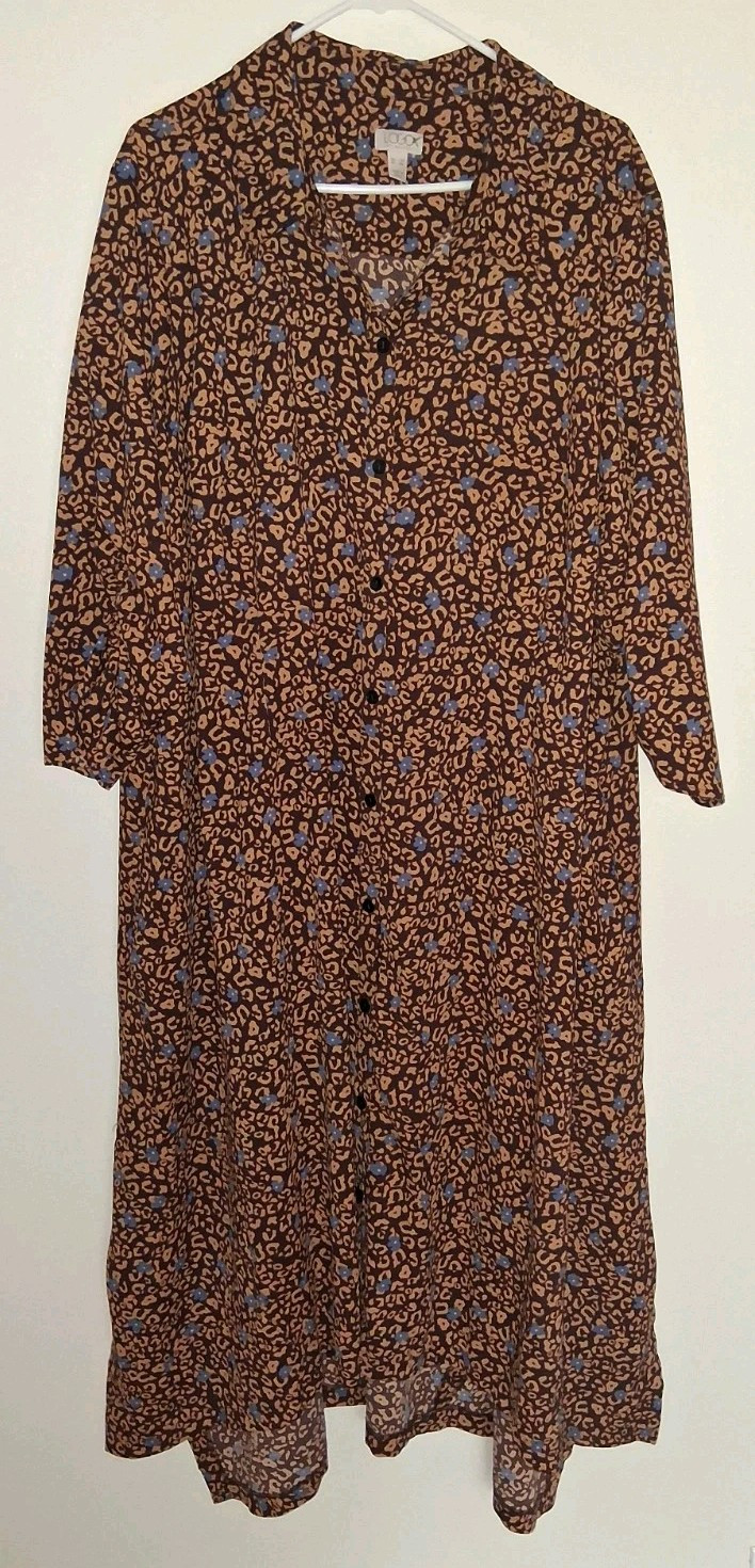 LOGO Lori Goldstein Maxi Dress Plus 3X Button Front Pockets