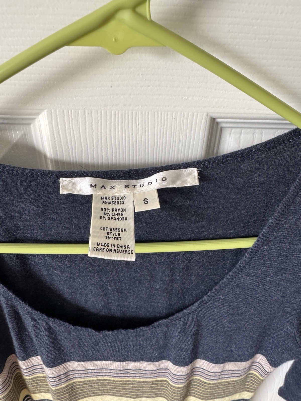 Max Studio Dress Maxi Size Small Blue Yellow Beige Striped