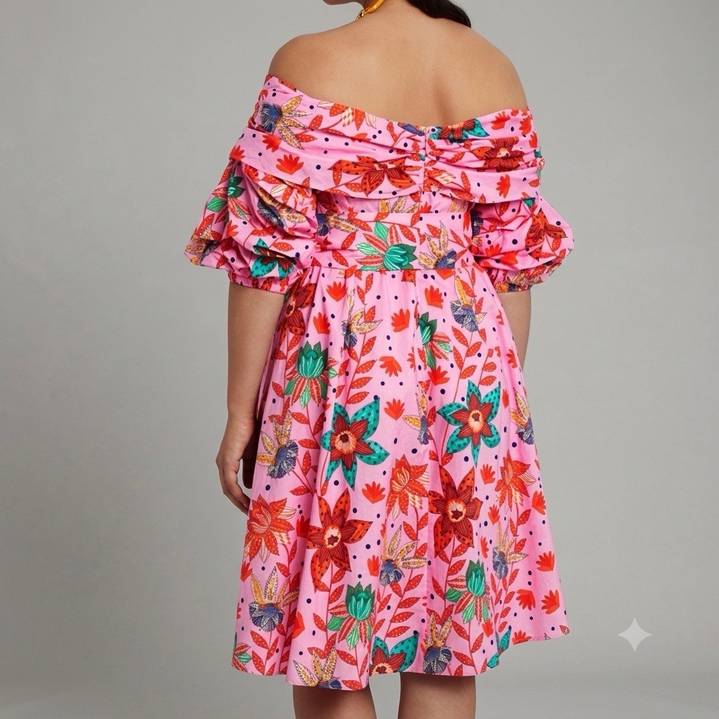 Eloquii Dresses Pink Floral Off-Shoulder Tie-Waist Dress 100% Cotton Sz 18 NWT