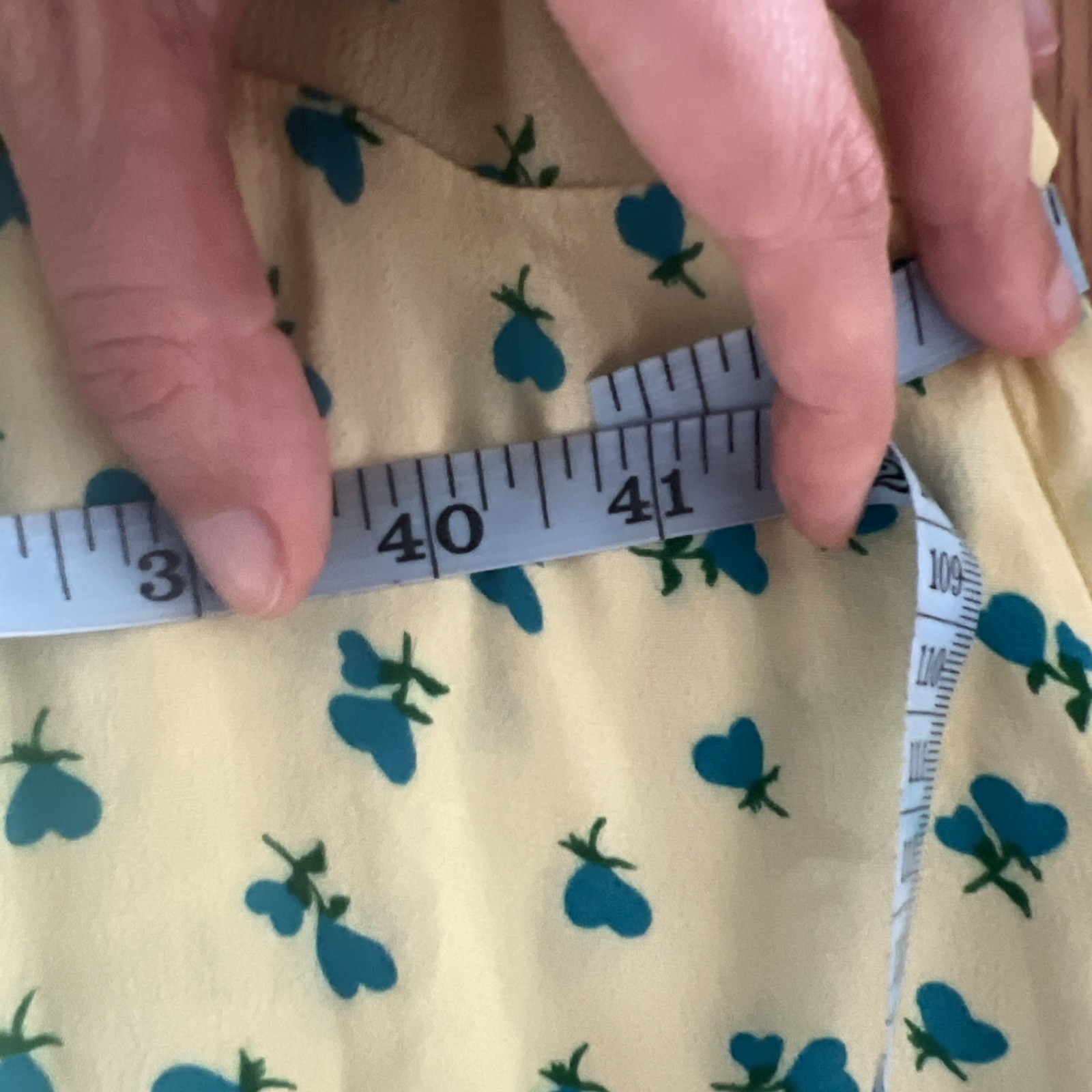 Marks & Spencer X Ghost Ditsy Print Tea Dress Size 18 Butter Yellow Blue Heart