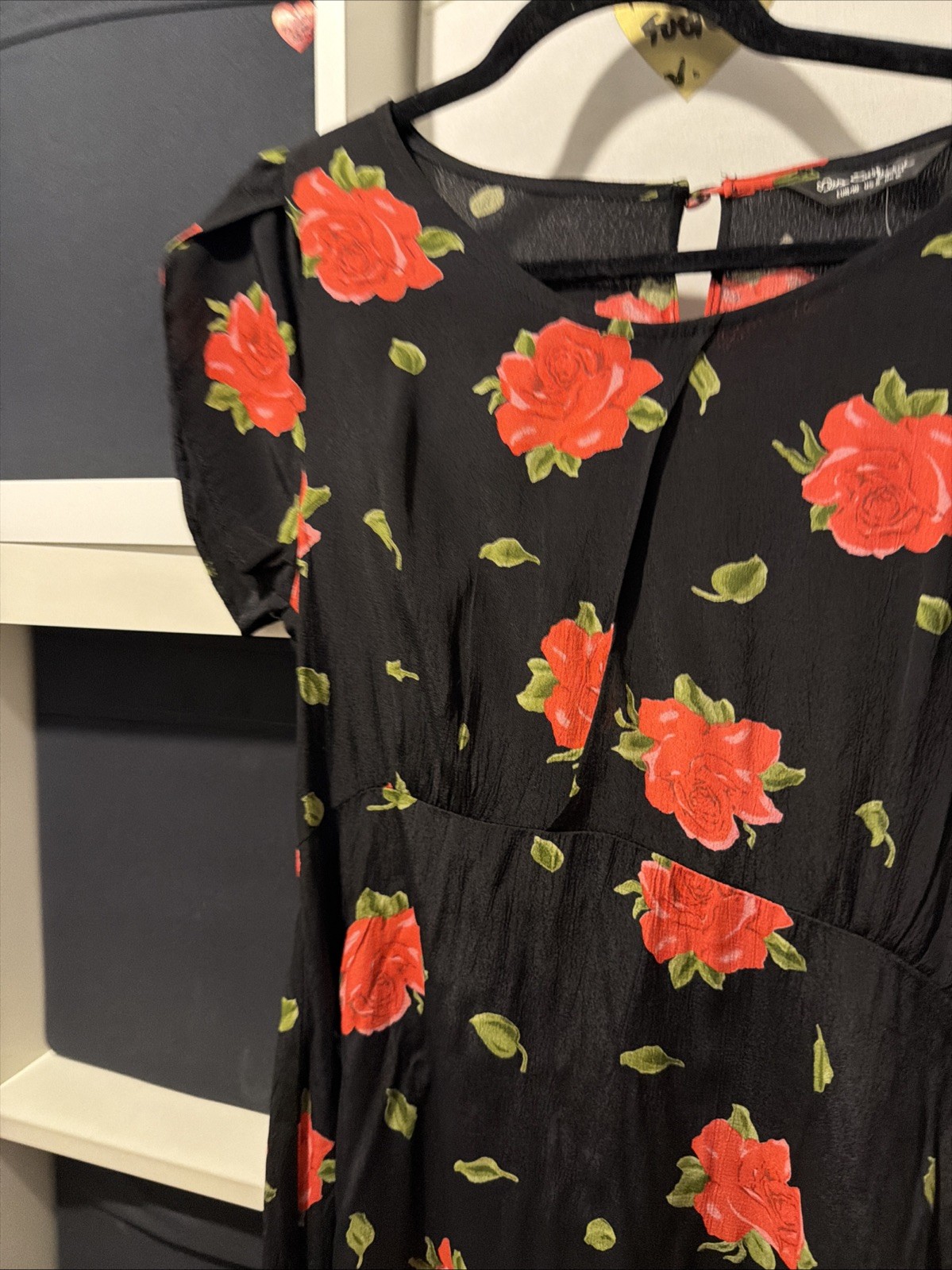 Miss Selfridge Black Rose Printed Keyhole Mini Dress
