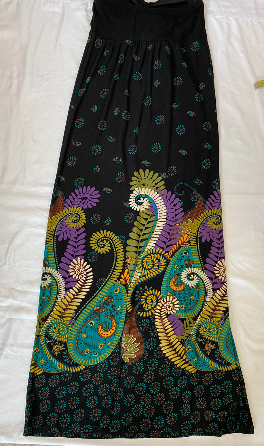 MSK Black Multicolor Floral Print Maxi Dress Sleeveless Size Medium