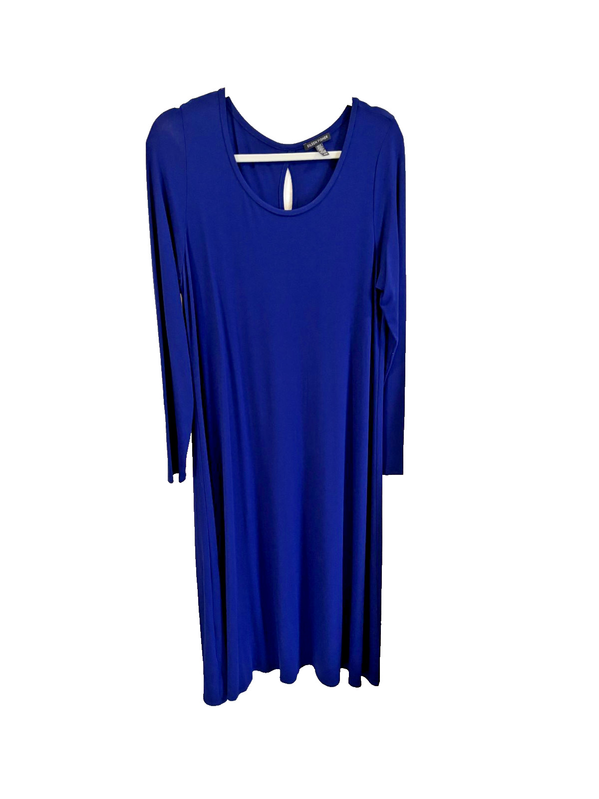 Eileen Fisher Royal Blue Jersey Knit Casual Dress with Keyhole Back Midi