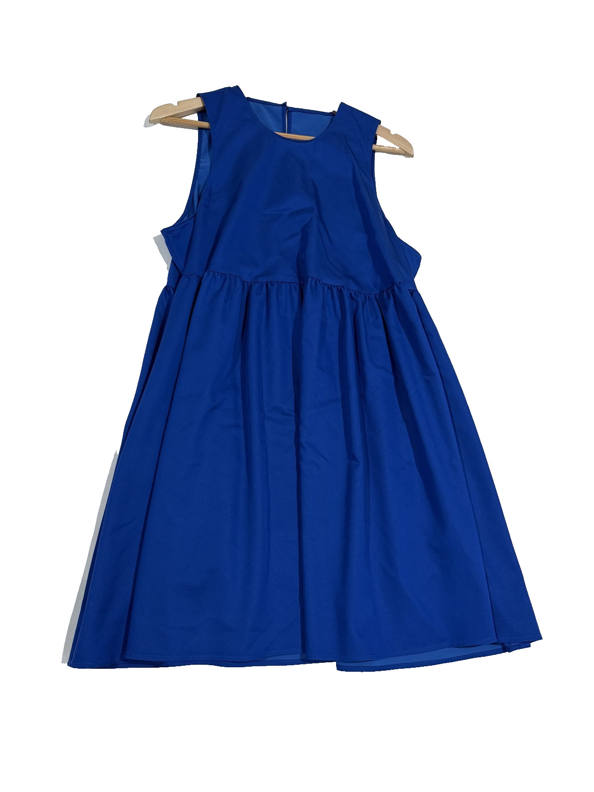 Gianni Bini Sally Sleeveless Swing Dress Large Royal Blue Round Neck Cotton