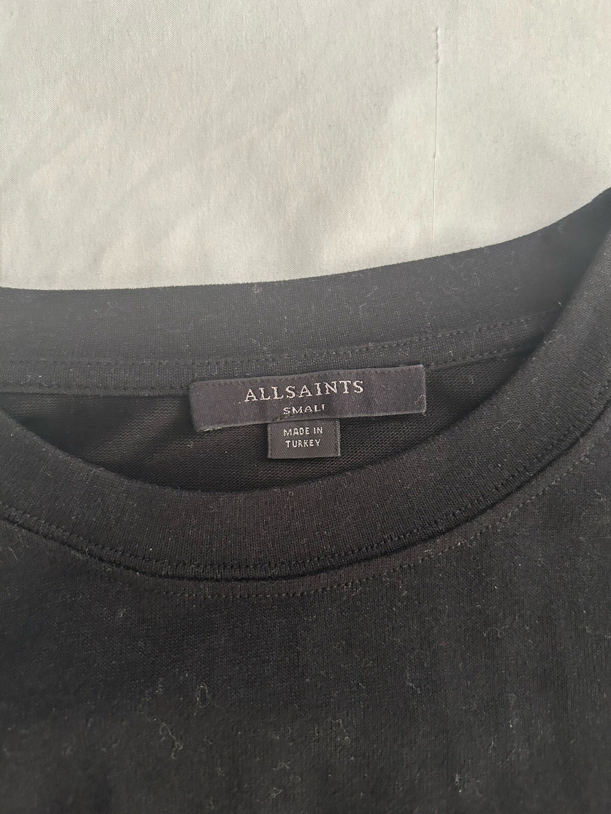 AllSaints Ruched Knit Shift Dress Womens Size Small Black Classic City Party