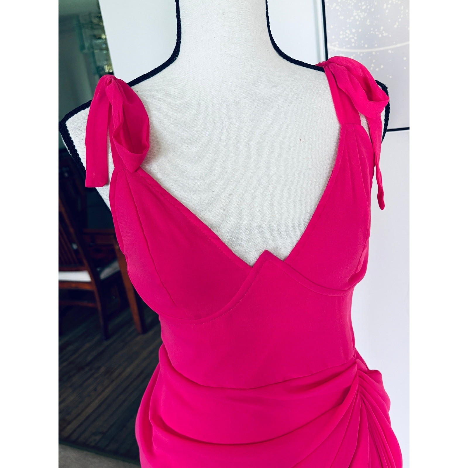 PrettyLittleThing Hot Pink Underwire Detail Draped Midi Dress Sz 8