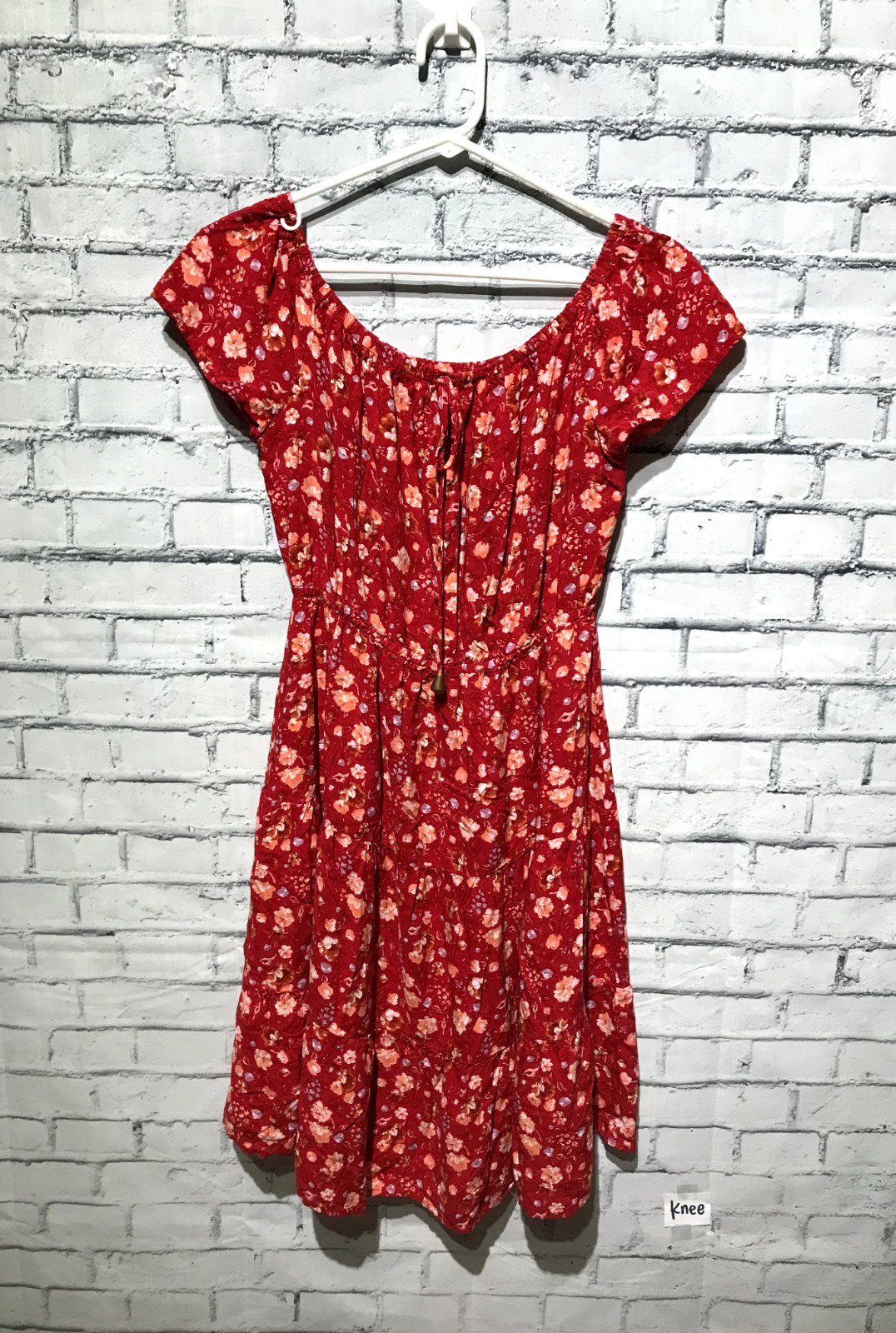 Indigo Rose, Women M, Red Short Sleeve Floral Cottagecore Tunic Dress